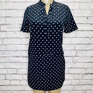 Cupcakes And Cashmere Womens Blue Cream High Low Split Neck Shift Dress Size XS